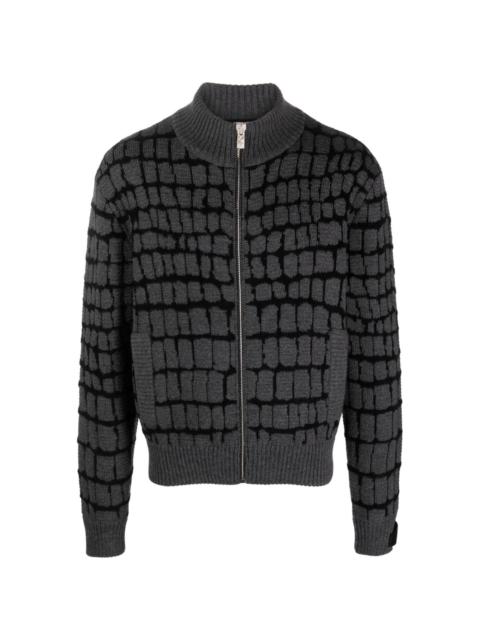 VERSACE intarsia-knit zip-front sweatshirt