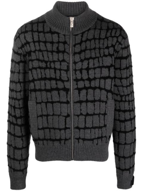 VERSACE intarsia-knit zip-front sweatshirt