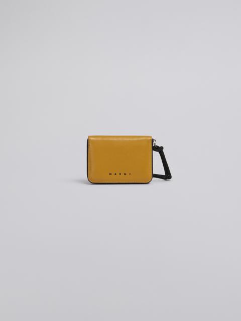 Marni BI-COLOURED YELLOW AND BLACK CALFSKIN MUSEO WALLET WITH SHOULDER STRAP