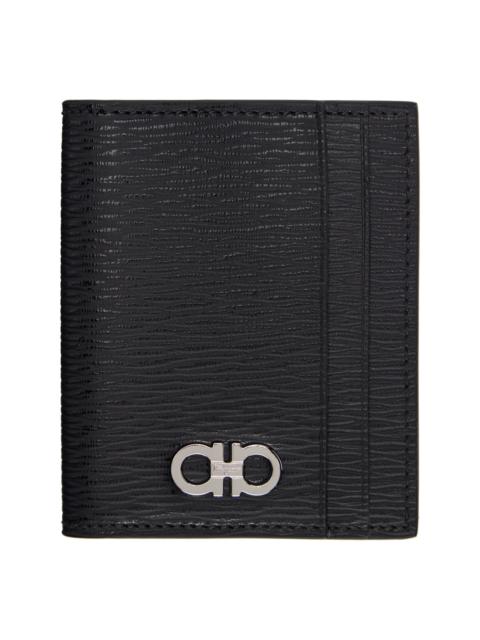 FERRAGAMO Black Gancini Credit Card Holder