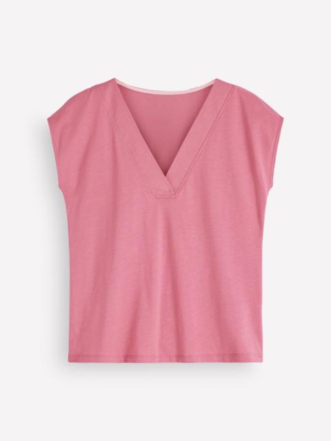 BODEN Imi Supersoft V-neck T-shirt-Pink Heather