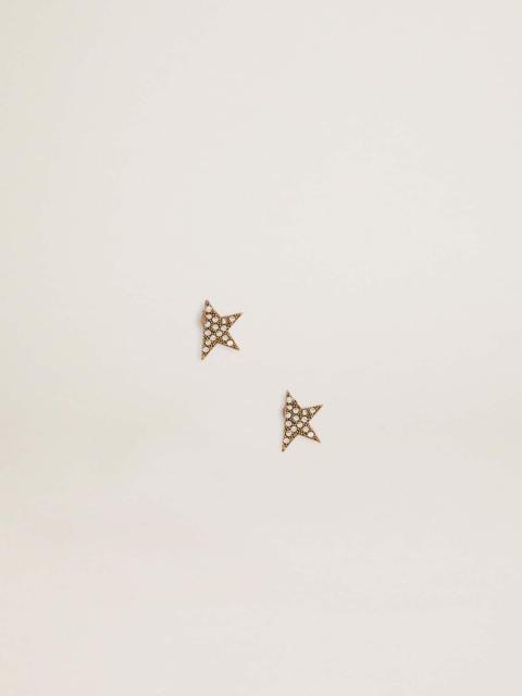 Golden Goose Women's stud earrings in antique gold color with crystals