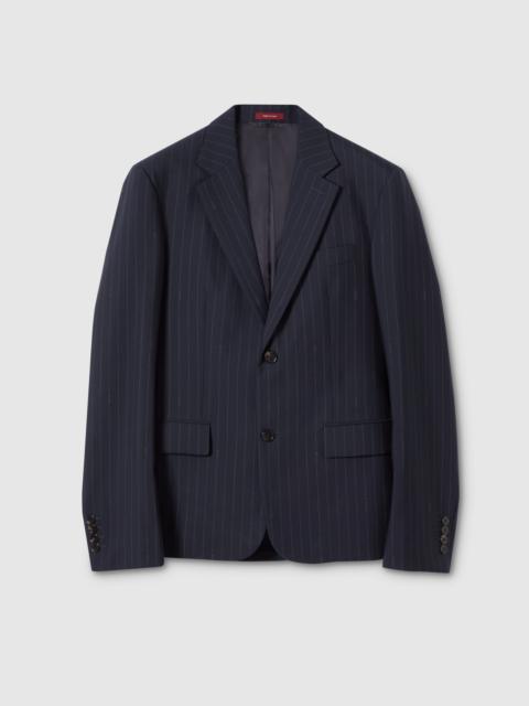Single-breast pinstripe wool jacket