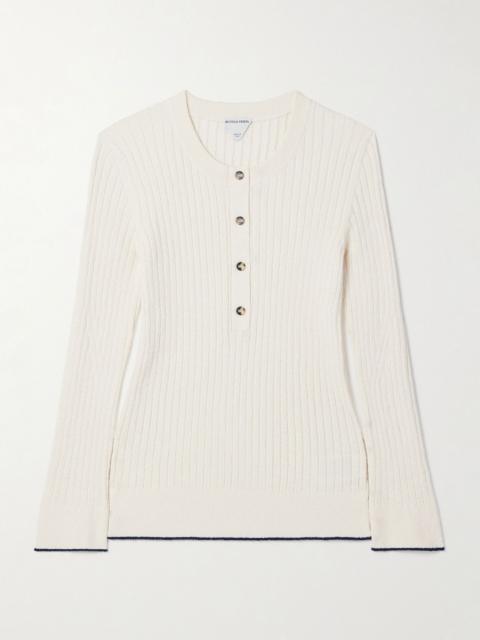 Bottega Veneta Ribbed cotton-blend bouclé top White