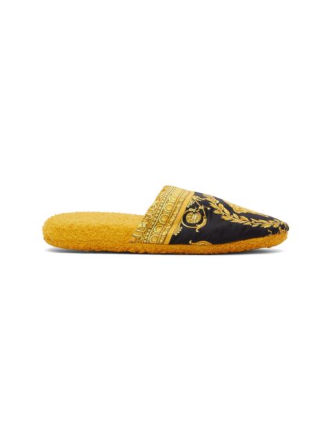 VERSACE Gold & Black 'I Heart Baroque' Slippers