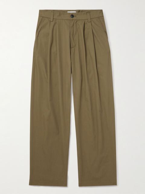 AGOLDE Slater Straight-Leg Pleated Cotton-Twill Trousers Green