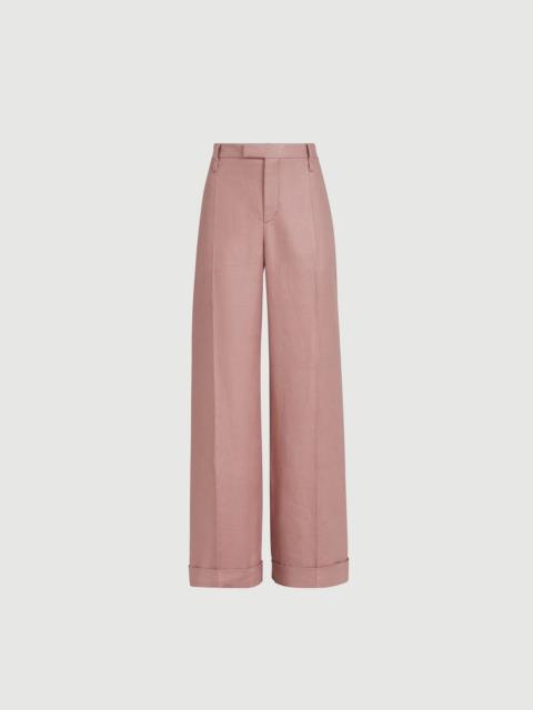 Brunello Cucinelli Linen diagonal loose flared trousers with monili