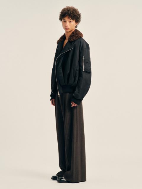 Simone Rocha Draped Faux Fur Detail Side Zip Bomber Jacket