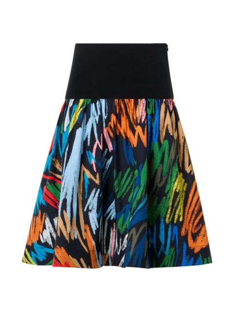 AKRIS Women's Abstract Print Cotton A-Line Miniskirt - Black Multi