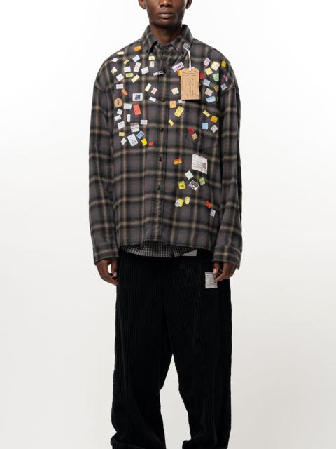 Maison MIHARAYASUHIRO Price Sticker Printed Check Shirt
