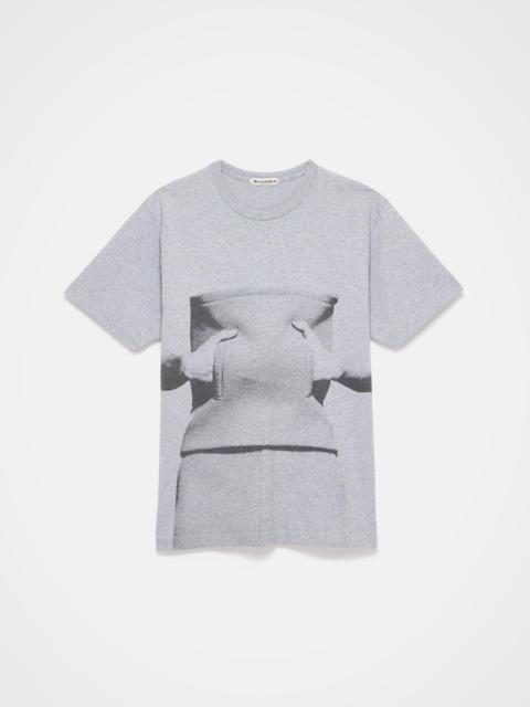 JW Anderson MENS GESTURE T-SHIRT IN MID GREY MELANGE