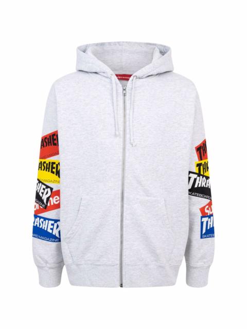 x Thrasher multi logo zip-up hoodie