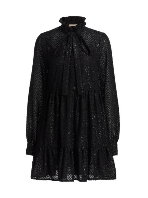 MICHAEL KORS Women's Tie-Neck Long-Sleeve Minidress - Black