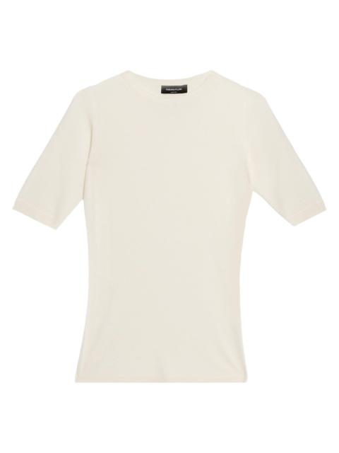 FABIANA FILIPPI Women's Cashmere-Silk Short-Sleeve Crewneck Sweater - Rafia