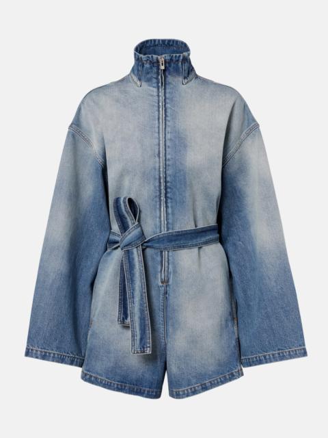 Alaïa Belted cotton denim romper