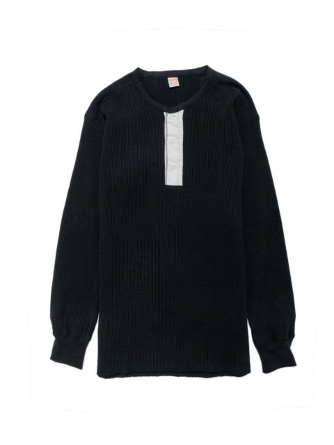 The Real McCoys MC24122 Waffle Thermal Henley Undershirt L/S Black