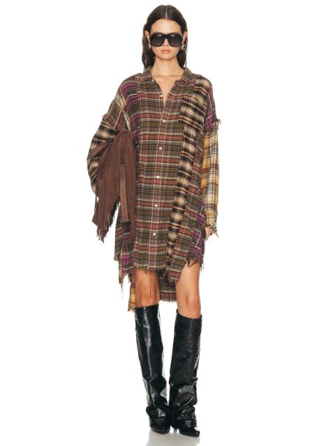 R13 Spliced Drop Neck Shirt Dress