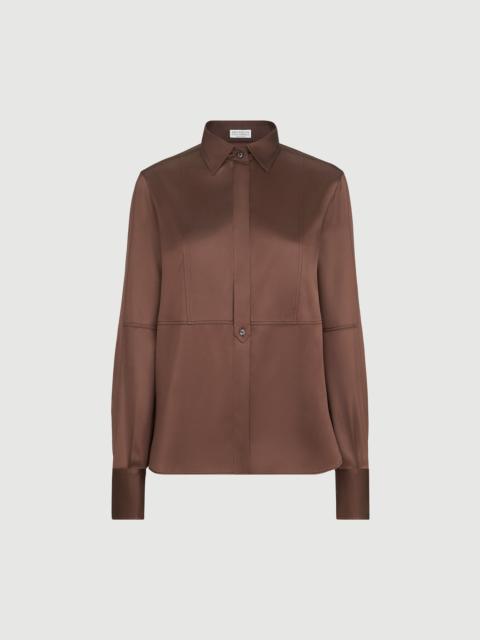Brunello Cucinelli Stretch silk satin shirt with monili