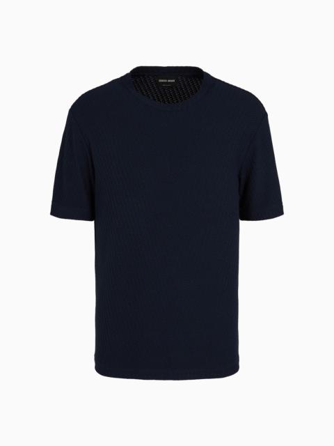 Viscose and cashmere jacquard jersey crew-neck T-shirt