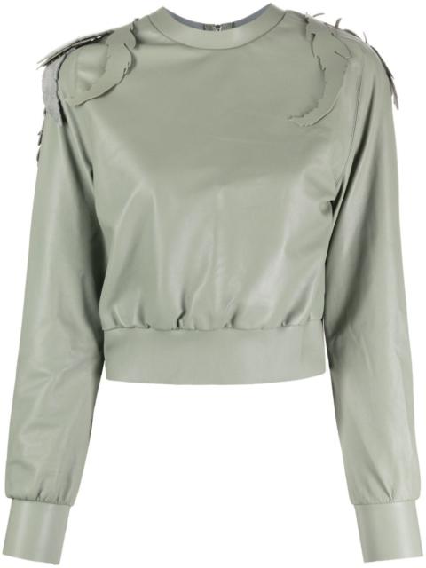 UNDERCOVER leaf-embroidered leather sweatshirt
