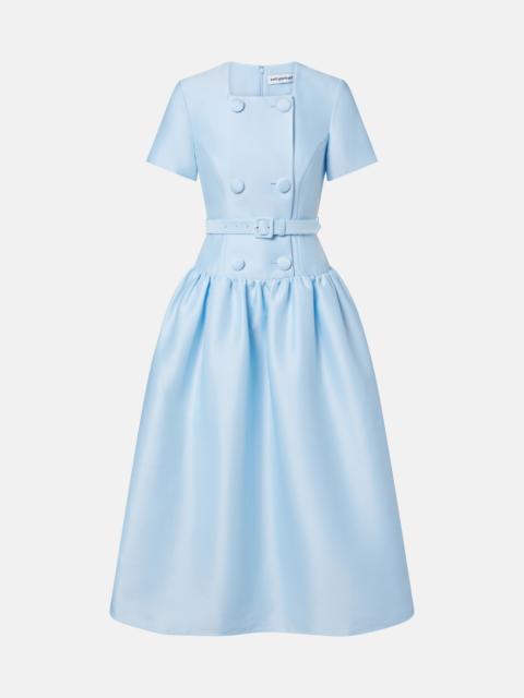 self-portrait Belted taffeta midi dress