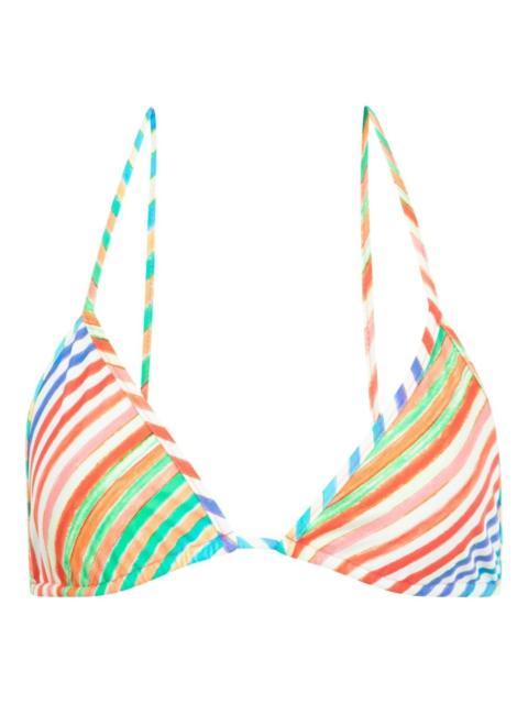 CHRISTOPHER JOHN ROGERS Bias Crayon striped triangle bikini top
