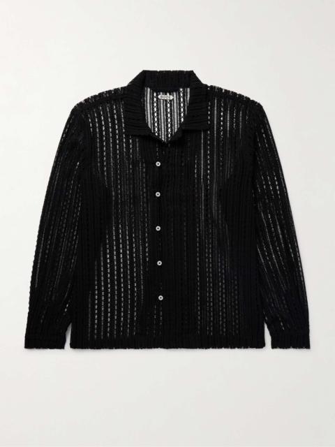 BODE Meandering Camp-Collar Cotton-Lace Shirt