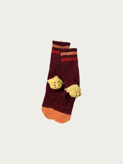 Kapital 60의 털실 Grandrelle IVY RAINBOWY HAPPY Heel-Hold 양말 - Burgundy