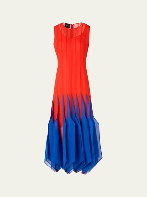 AKRIS Sleeveless Panama Silk Organza Seamed Midi Dress