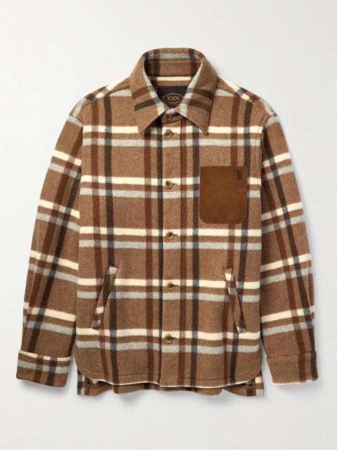 Tod's Suede-Trimmed Checked Wool-Blend Shirt Jacket