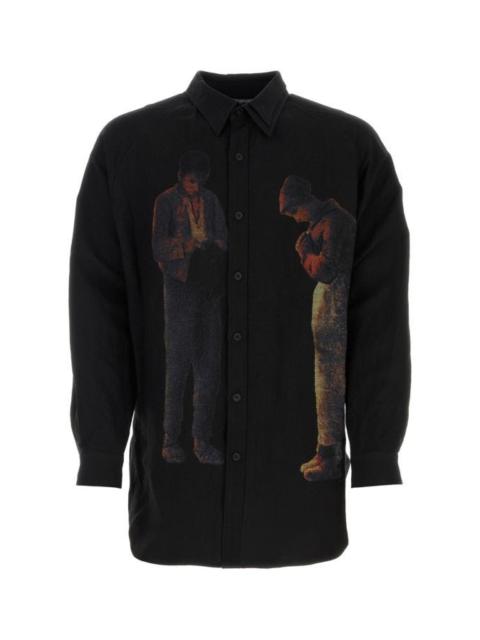 Yohji Yamamoto Black linen blend shirt