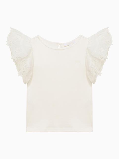 White cotton tank top with ruffles