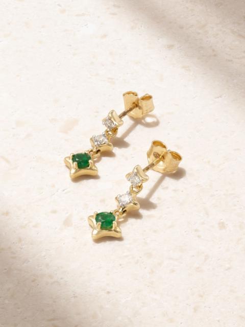 STONE AND STRAND Lights 14-karat gold, diamond and emerald earrings Gold