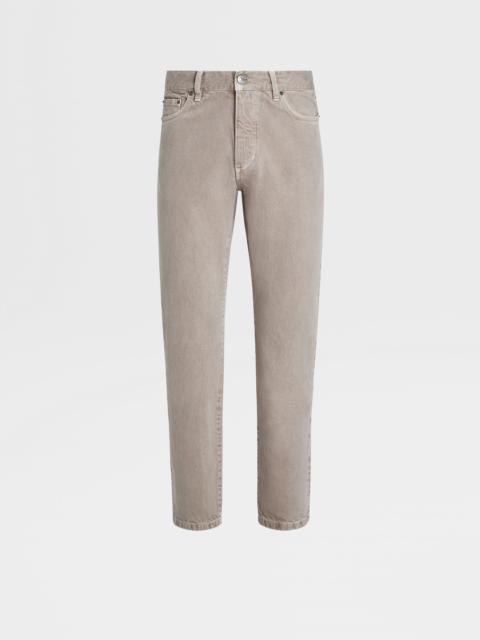 ZEGNA LIGHT TAUPE MARBLED COTTON ROCCIA JEANS