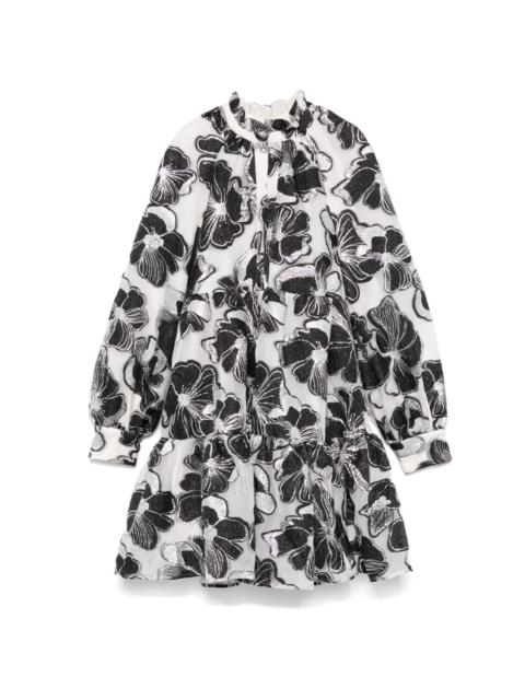 STINE GOYA Anemone-jacquard tier mini dress