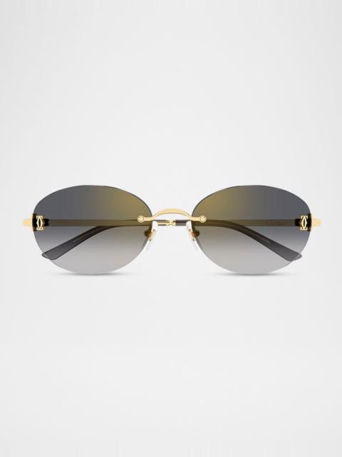 Cartier 54mm Metal Oval Sunglasses