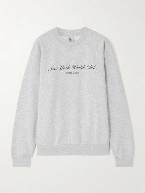 Sporty & Rich NY Health Club printed cotton-blend jersey sweatshirt Gray
