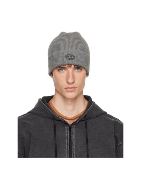 Diesel Gray Ribbed D Embroidery Beanie