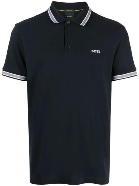 BOSS striped-border cotton polo shirt