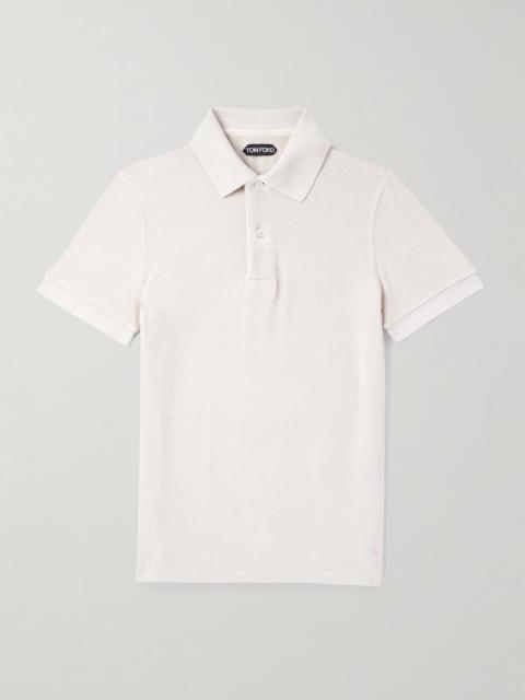 TOM FORD Slim-Fit Cotton-Blend Terry Polo Shirt Off-white