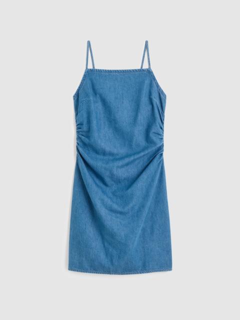 Madewell Denim Ruched Squareneck Mini Dress