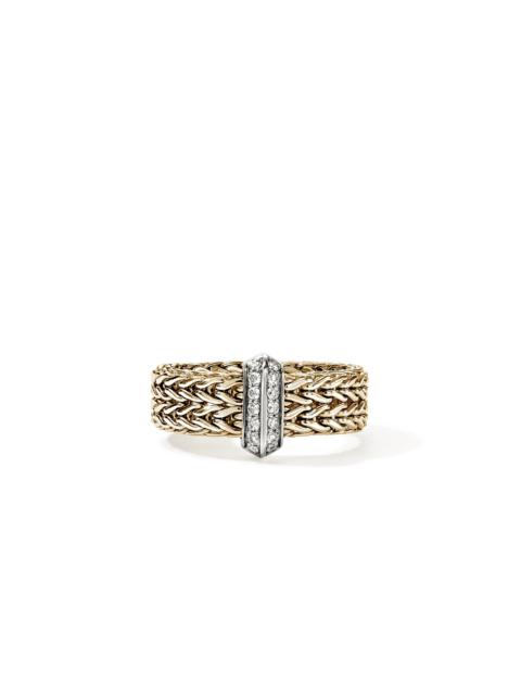 JOHN HARDY Icon Link Bar Ring, Gold, Diamonds, 6MM