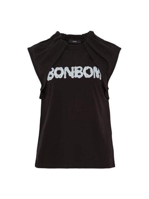 BONBOM Piercing Sticker Print Drape Top