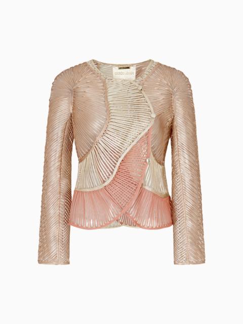 GIORGIO ARMANI PEARLISED NAPPA-LEATHER JACKET