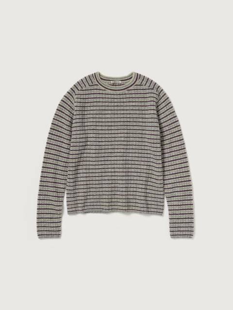 AURALEE SHETLAND WOOL CASHMERE RIB KNIT P/O