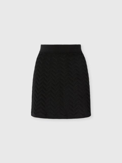 Stretch Chevron Cotton and Viscose Mini Skirt