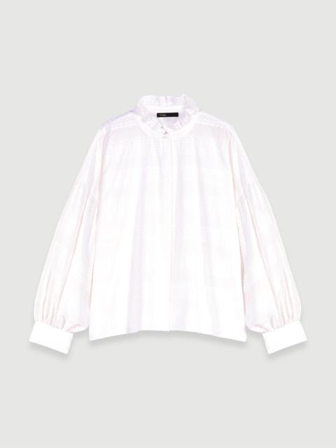 maje Embroidered ruffled shirt