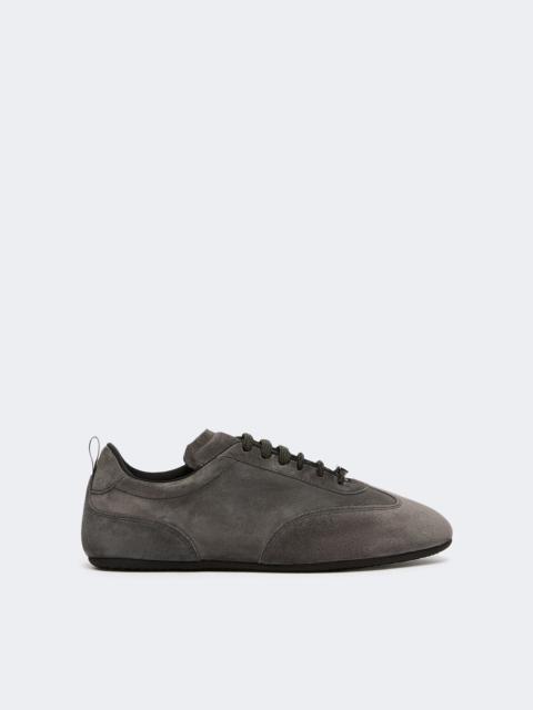 Max Mara STECCA Flat split-leather trainers - MEDIUM GREY