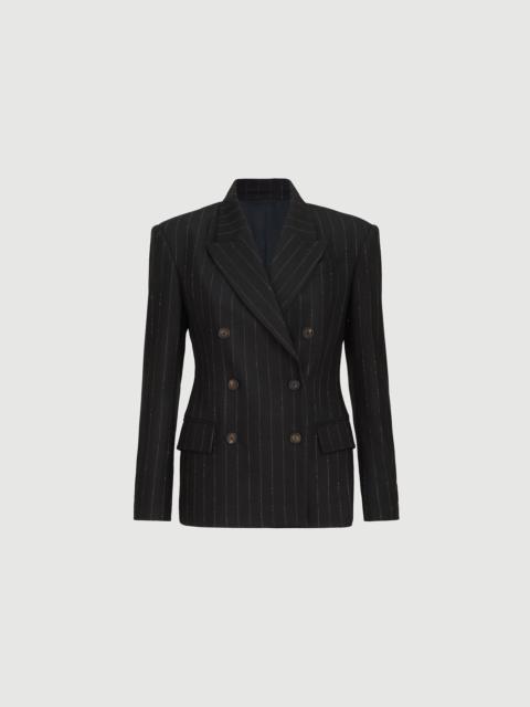 Brunello Cucinelli Comfort virgin wool dazzling chalk stripe blazer with monili