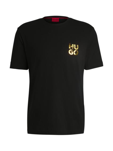 HUGO COTTON-JERSEY T-SHIRT WITH STACKED-LOGO PRINT